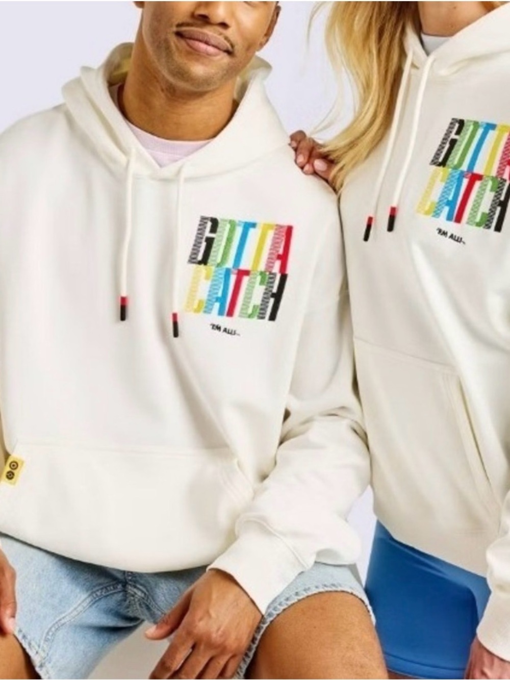 Pokemon x Target - Unisex Oversized Cream Graphic Hoodie with Multicolor Text